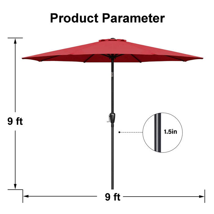 Arlmont & Co. Moriam Patio Umbrella Polyester Market Umbrella with Free